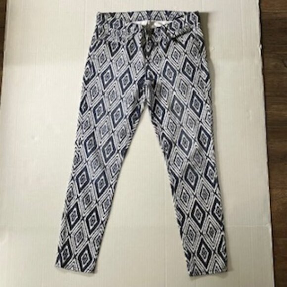 7 For All Mankind Cropped Skinny Graphic print Jeans Size 27 - Picture 1 of 6